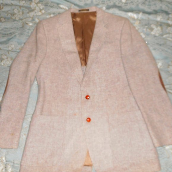 Western Sports Coat Elbow Patches Brown Tweed Sz L - Picture 2 of 7